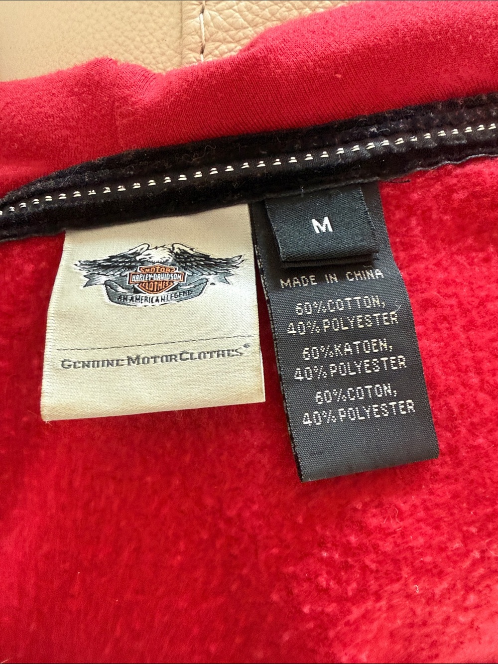 Harley-Davidson Red Women's Zip Hoodie with Black Studded Logo - Picture 5 of 5